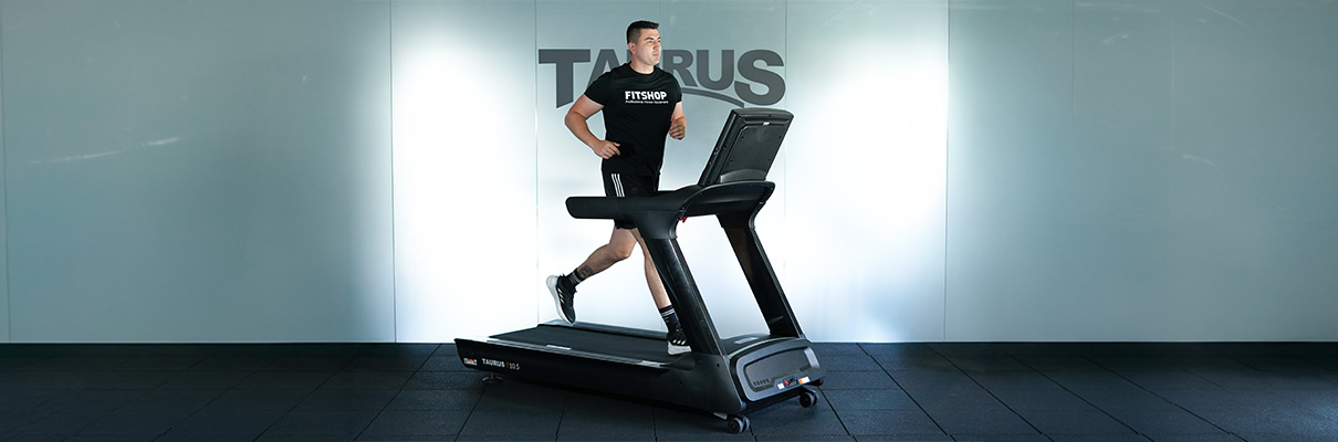 Model running on the Taurus T10.5 Pro Treadmill