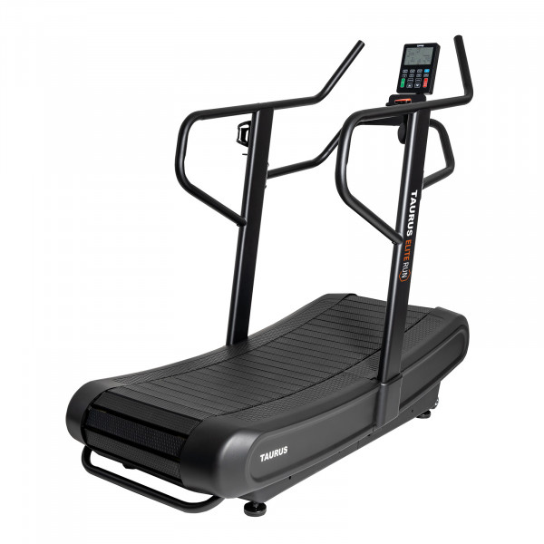 Three-quarter view of the Taurus Elite Run Curved Treadmill