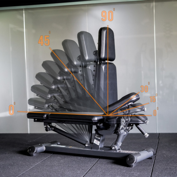 Taurus Elite Adjustable Inc/Dec Bench - Product - lifestyle image showing the bench's adjustable heights.