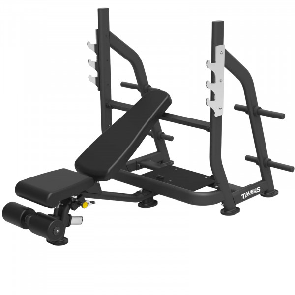 Incline view of the Taurus Elite Olympic Adjustable FID Bench.