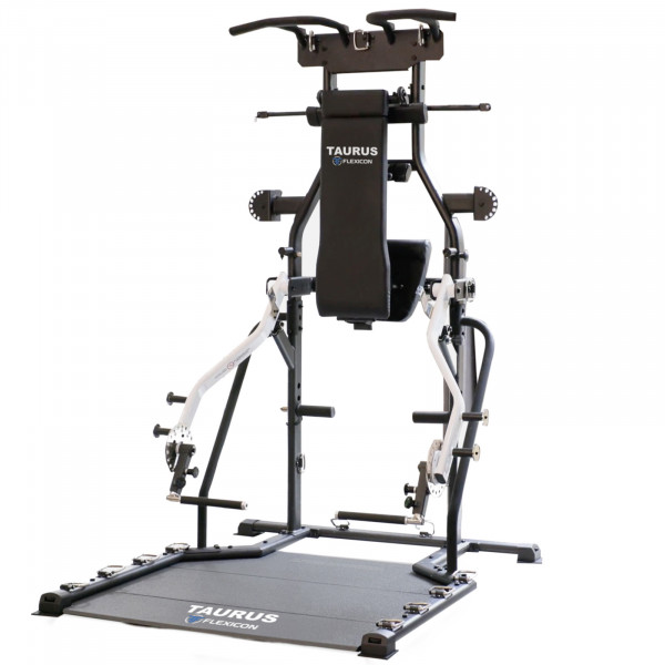 Product image of the Taurus Flexicon Bench folded into the Taurus Flexicon Resistance Trainer