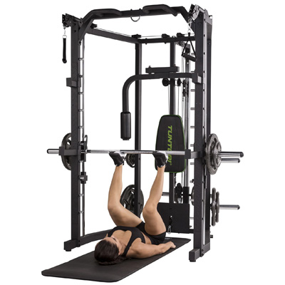 Product image of the SM80 with a model performing a vertical leg press