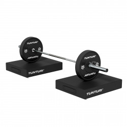 Image of the Tunturi Platinum Drop Pads with a barbell on top