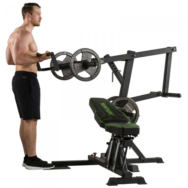 User performing a triceps extension on the Tunturi WT80 Multi Gym.
