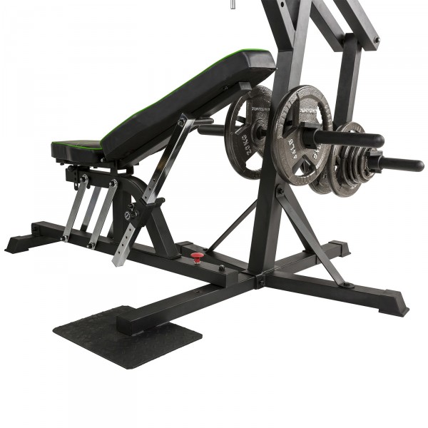 Close-up of the weight plate storage on the Tunturi WT80 Multi Gym.
