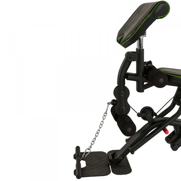 Detailed view of the Tunturi HG60's biceps curl and leg developer.