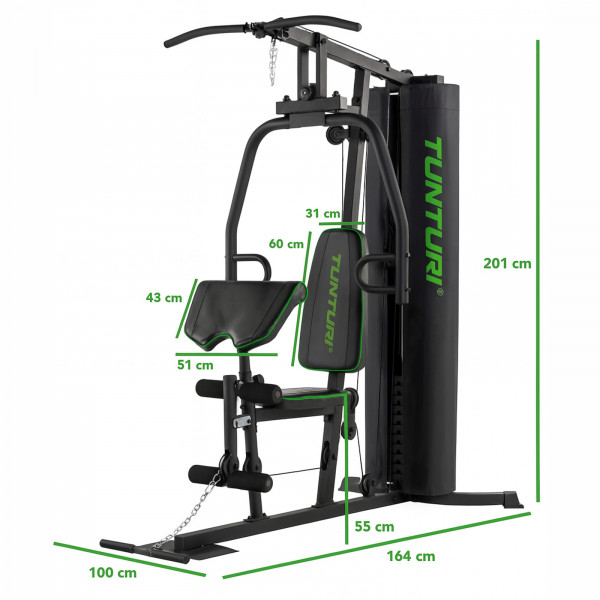 Tunturi HG20 Multi Gym - dimensions display