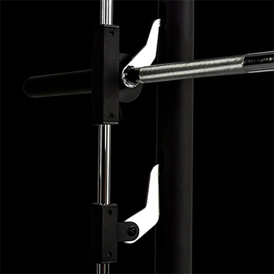 Close up of the Tunturi SM60 Half Smith Machine bar path and guide rails