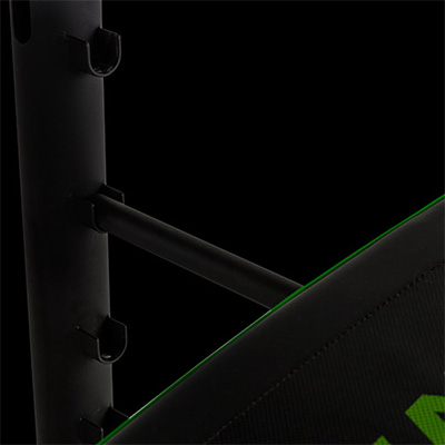 Close up of the Tunturi SM60 Half Smith Machine frame and adjustment hooks