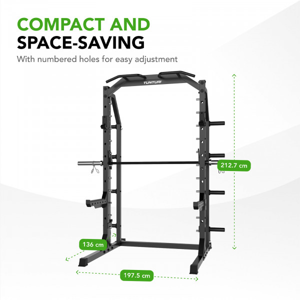 Product image of the Tunturi SM70 Smith Machine showing the dimensions