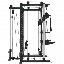 A white background product image of the Tunturi SM90 Smith Machine, showcasing the side view of the machine.