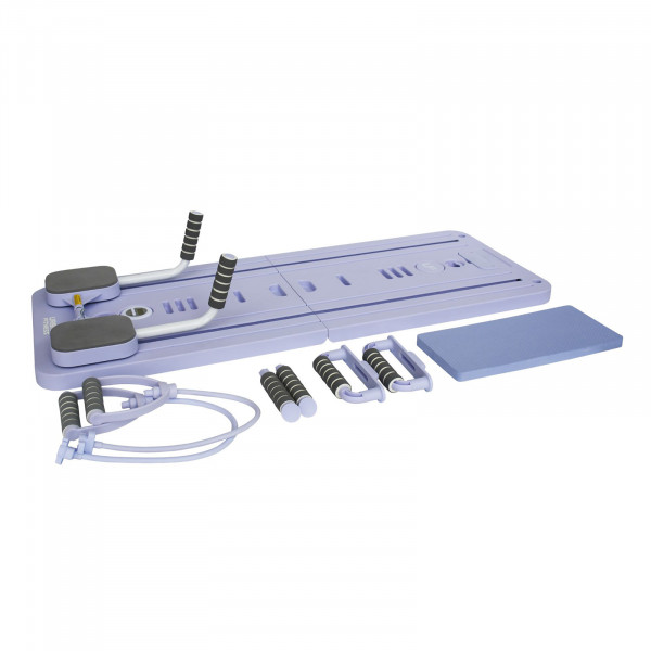 Flat lay of the Urban Fitness Multifunctional Pilates Reformer Board with accessories