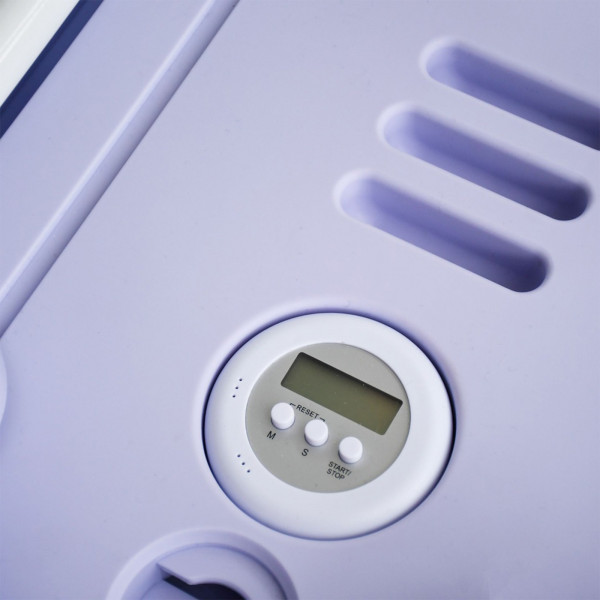 Close-up of the integrated digital workout timer on the Urban Fitness Multifunctional Pilates Reformer Board