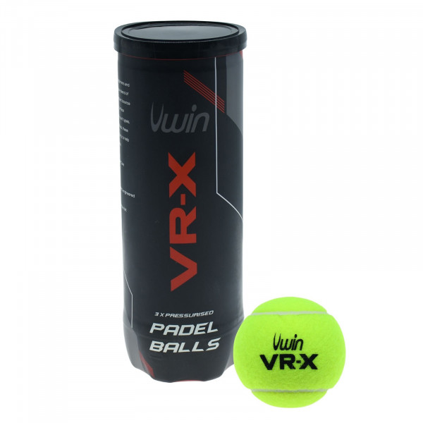 Front view of the Uwin VR-X Padel Balls with tube of 3