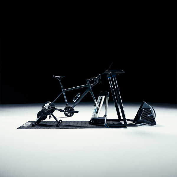 Complete Wahoo indoor cycling setup with KICKR CORE Smart Trainer, KICKR CLIMB, and KICKR HEADWIND.