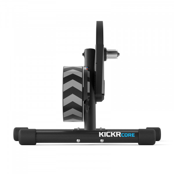 Rear view of the Wahoo KICKR CORE Smart Bike Trainer showcasing the cassette and mounting.