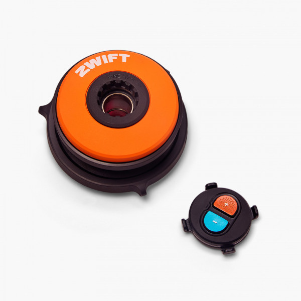 Top-angled view of the Wahoo Zwift Click + Zwift Cog Upgrade Kit