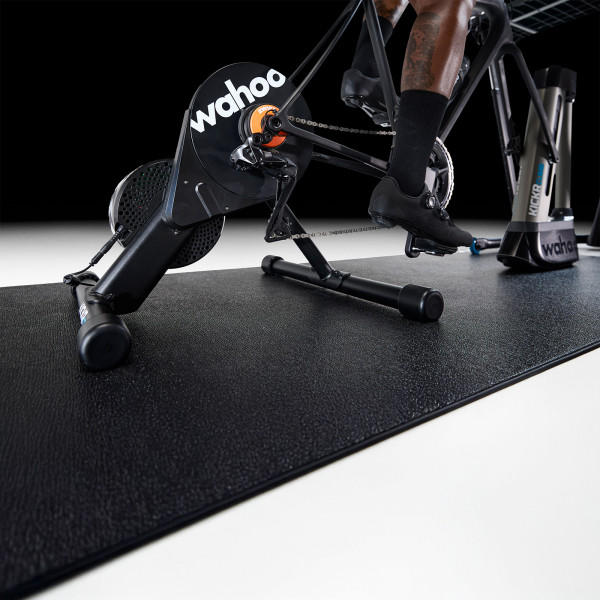 Close-up of Wahoo trainer in use with Zwift Cog during ride