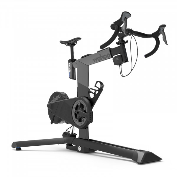 Angled front view of the Wahoo KICKR BIKE PRO