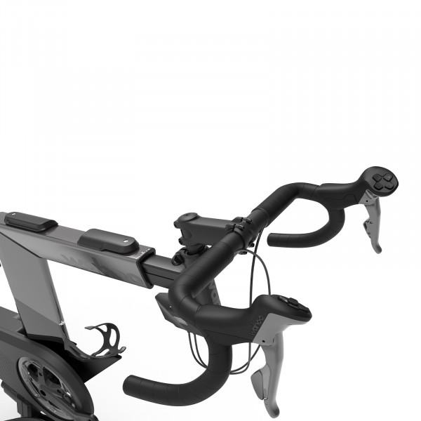 Overhead view of Wahoo KICKR BIKE PRO handlebars