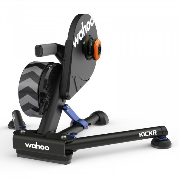 Rear angled view of the Wahoo KICKR V6 Smart Trainer with Zwift Cog & Click