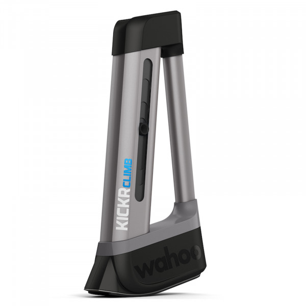 Angled view of Wahoo KICKR CLIMB indoor grade simulator