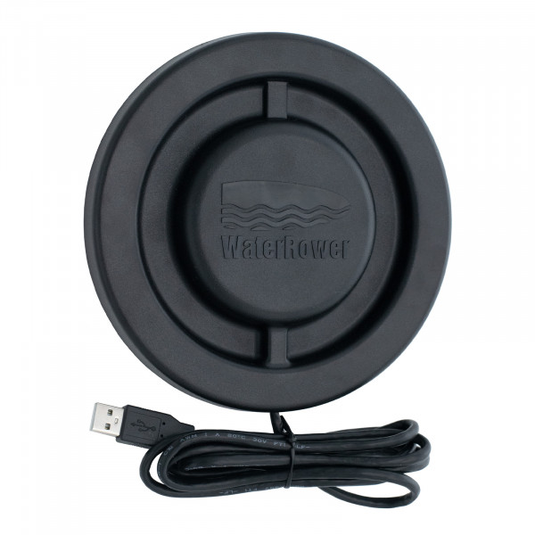 Front view of the WaterRower LightRing with USB cable