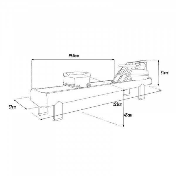Dimensions of the WaterRower M1 HiRise Rowing Machine