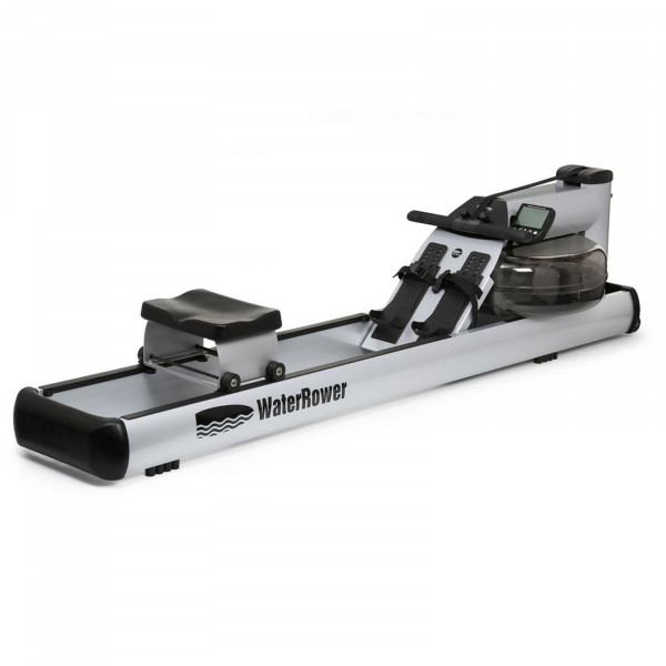 Top-angled view of the WaterRower M1 LoRise Rowing Machine from the right side