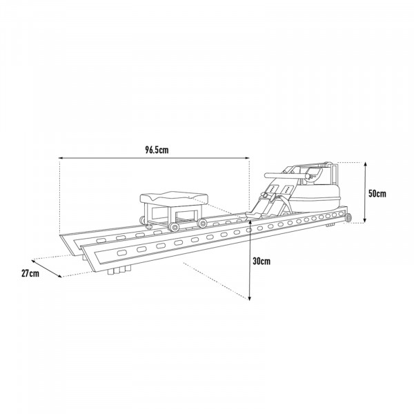 Dimensions of the WaterRower S1 LoRise Rowing Machine