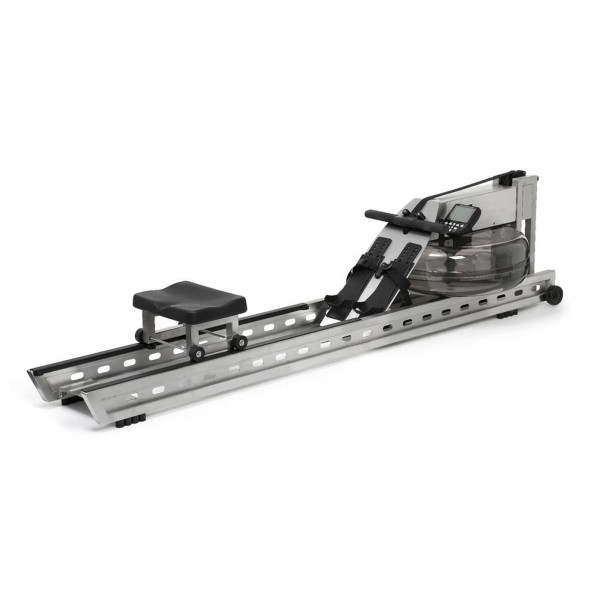 Top-angled view of the WaterRower S1 LoRise Rowing Machine from the right side