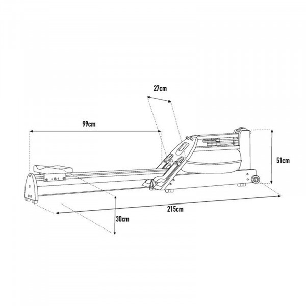 Dimensions of the WaterRower A1 Series Rowing Machine