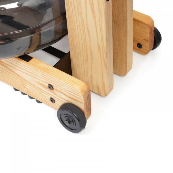 Close-up of transport wheels on the WaterRower A1 Series Rowing Machine