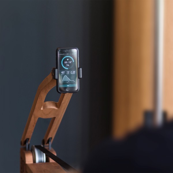 WaterRower Connected Experience Bundle - Medium - WaterRower Phone and Tablet Arm in use during a workout