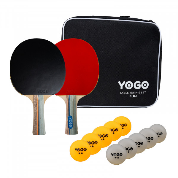 Included in the Yogo Fun Table Tennis Bat Set.