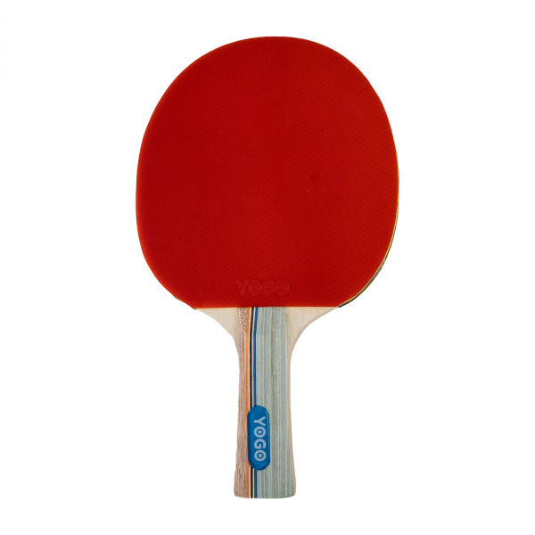 Front view of the red side of the bat from the Yogo Training Table Tennis Bat Set.
