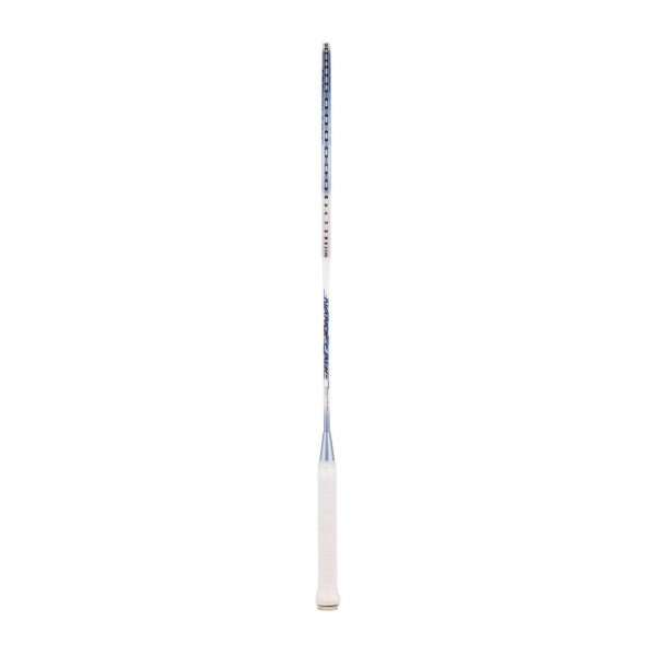 Yonex Nanoflare 001 Clear badminton racket, white and sax blue, side view